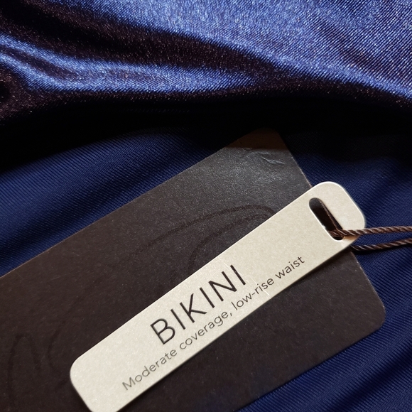 CALIA Navy Shimmer Low Rise Moderate Coverage Bikini Bottoms Medium NEW - Picture 3 of 3